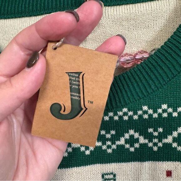 NWT Jameson Whiskey The Merry Duo Christmas sweater green printed acrylic - Picture 4 of 12